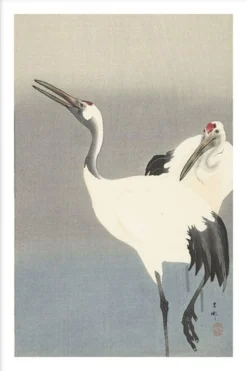 Walljar poster ingelijst - Ohara Koson - Crane bird Poster ingelijst - 50 x 70 cm