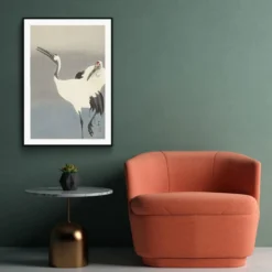 Walljar poster ingelijst - Ohara Koson - Crane bird Poster ingelijst - 70 x 100 cm