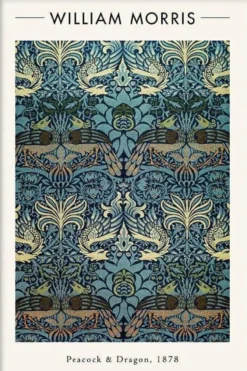 Walljar poster ingelijst - William Morris - Peacock and Dragon Poster ingelijst - 50 x 70 cm
