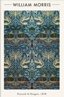 Walljar poster ingelijst - William Morris - Peacock and Dragon Poster ingelijst - 70 x 100 cm