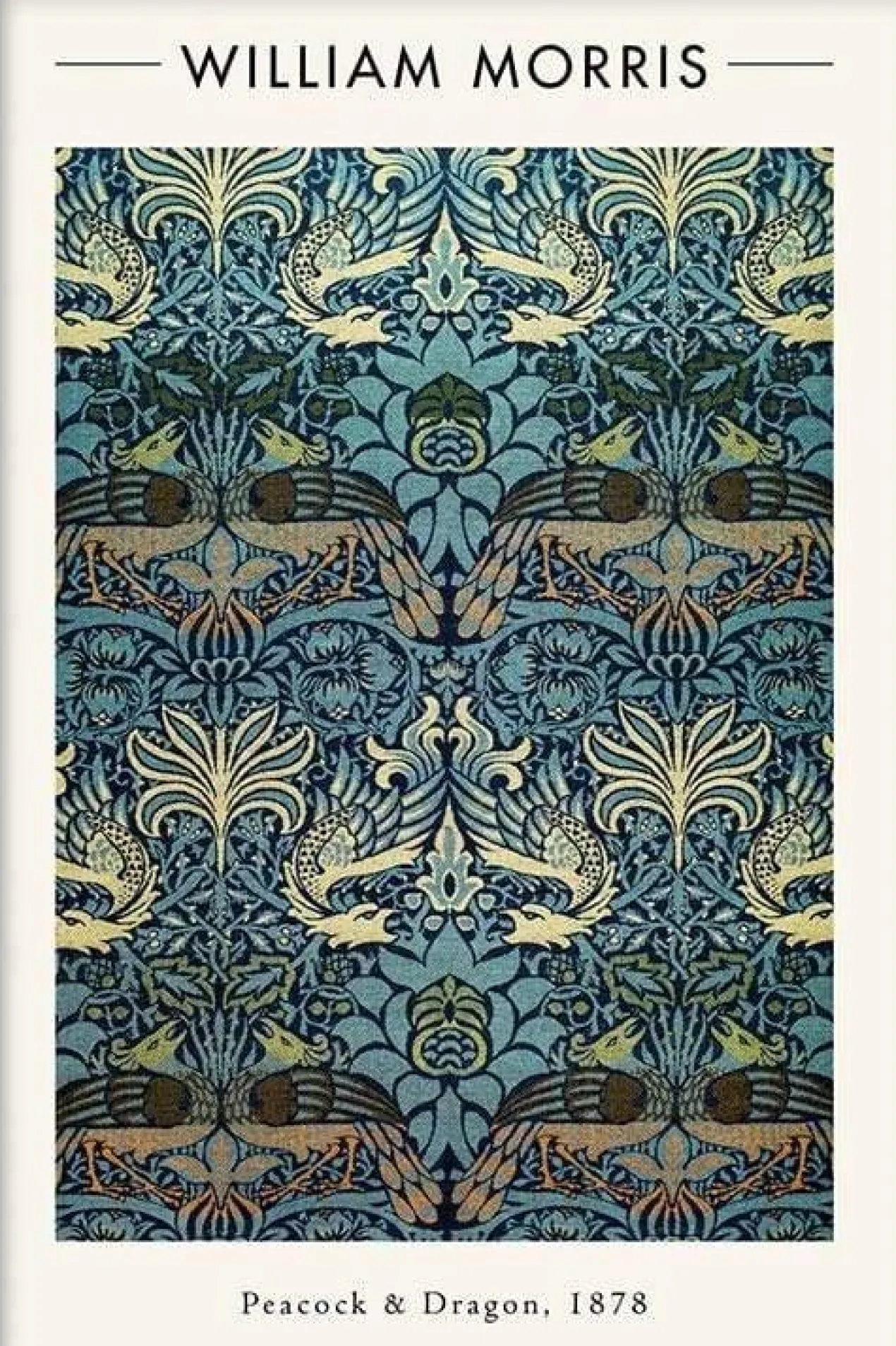 Walljar poster ingelijst - William Morris - Peacock and Dragon Poster ingelijst - 70 x 100 cm