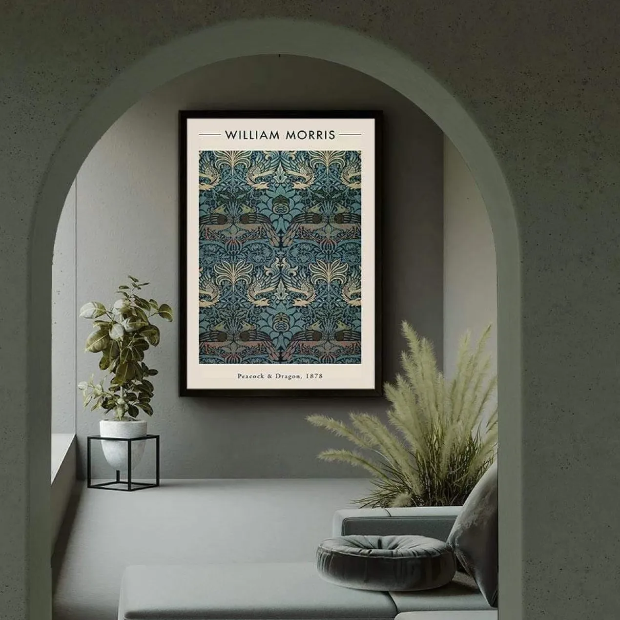 Walljar poster ingelijst - William Morris - Peacock and Dragon Poster ingelijst - 70 x 100 cm