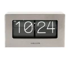 Wall / Table clock Boxed Flip brushed steel