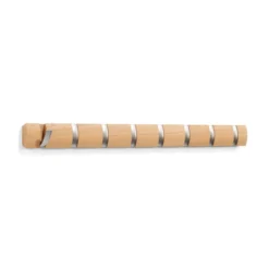 Wandkapstok Flip 8 haken naturel hout