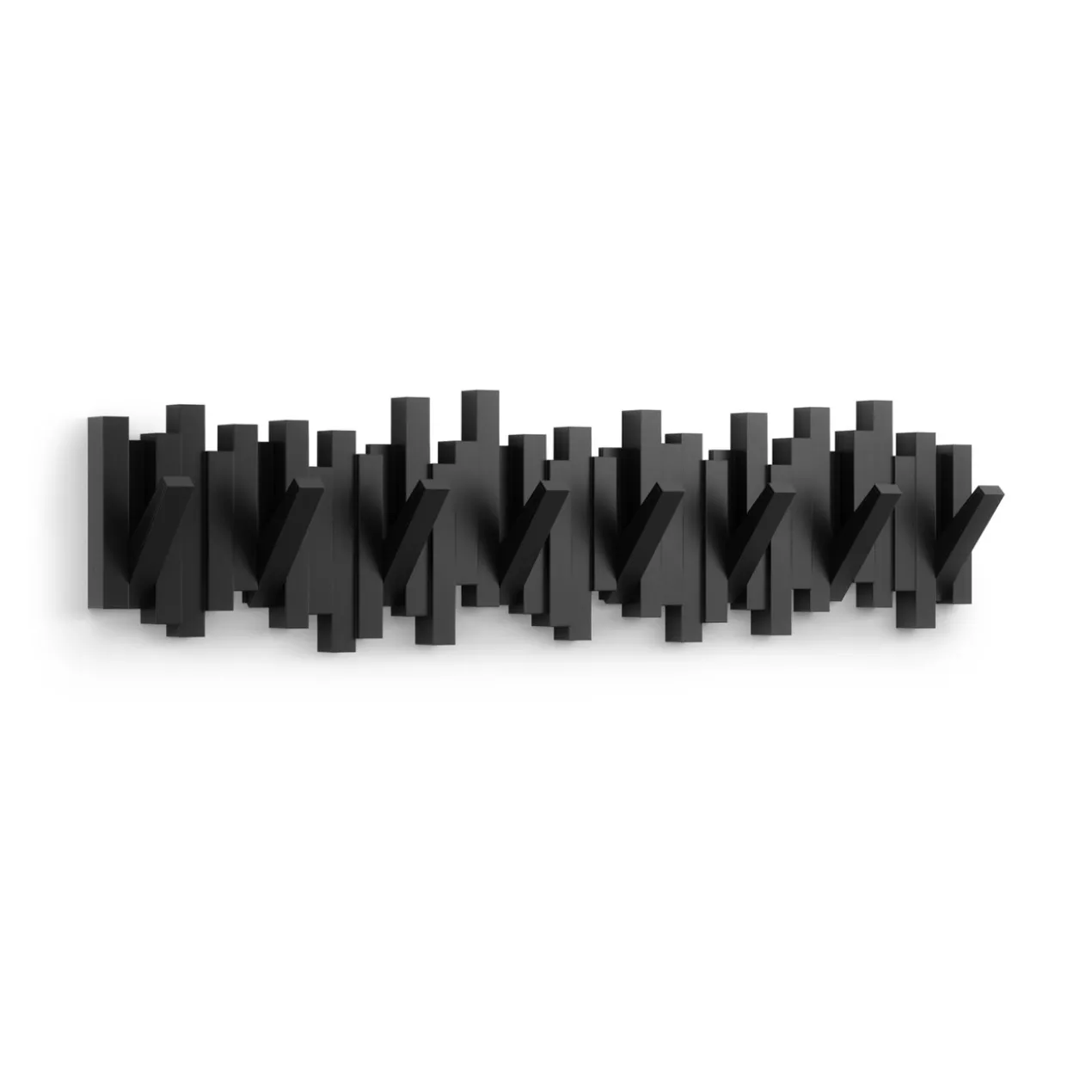 Wandkapstok Sticks met 8 ophanghaken zwart