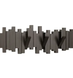 Wandkapstok Sticks met 5 ophanghaken espresso