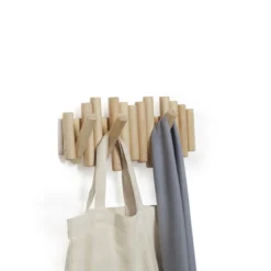 Wandkapstok Umbra Picket 5 haken naturel hout