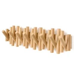 WandkapstokUmbra Picket 8 haken naturel hout
