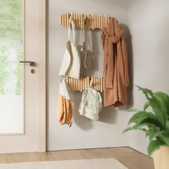WandkapstokUmbra Picket 8 haken naturel hout