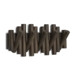 Wandkapstok Umbra Picket 5 haken walnoot hout