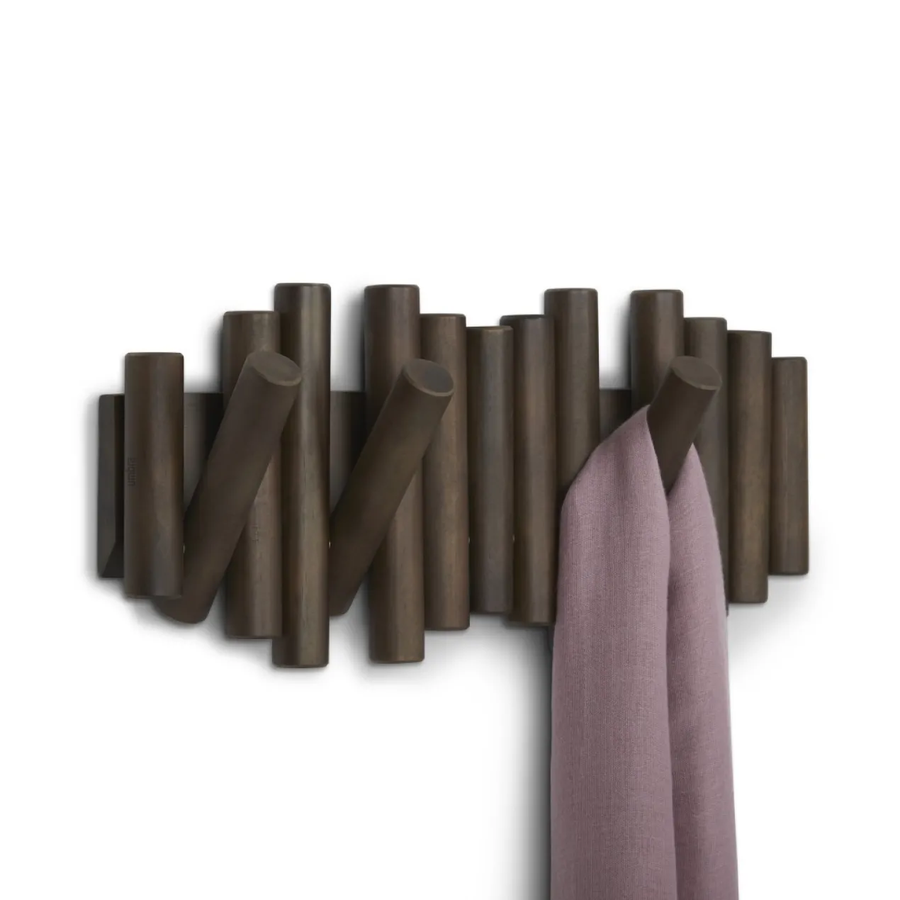 Wandkapstok Umbra Picket 5 haken walnoot hout
