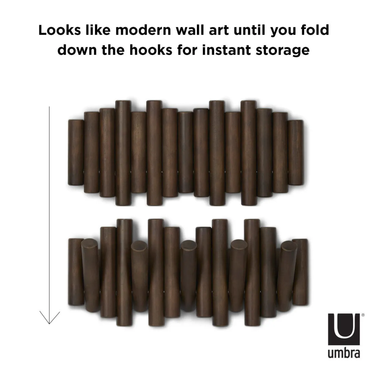 Wandkapstok Umbra Picket 5 haken walnoot hout