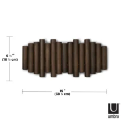 Wandkapstok Umbra Picket 5 haken walnoot hout