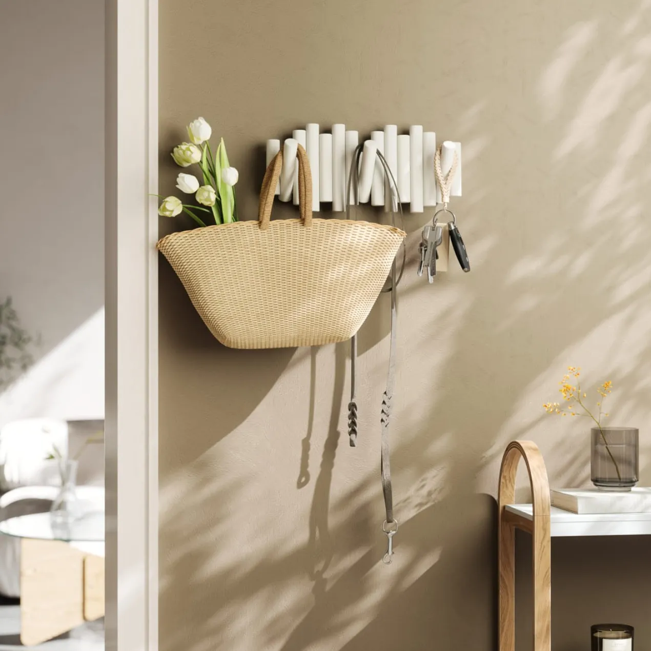 Wandkapstok Umbra Picket 5 haken wit