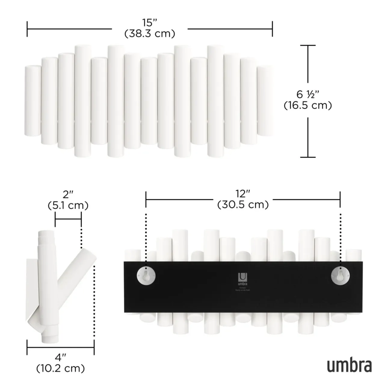 Wandkapstok Umbra Picket 5 haken wit