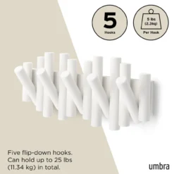 Wandkapstok Umbra Picket 5 haken wit