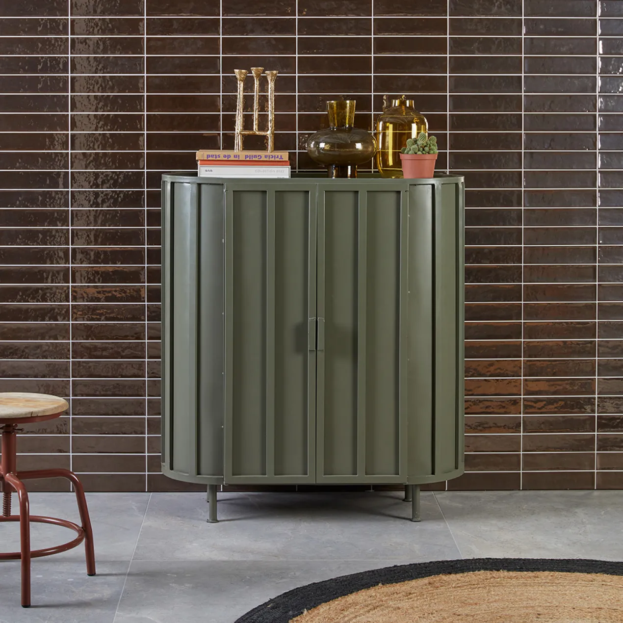 Wandkast Apen green olive H114xB100xD42