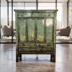 Wandkast blauw/groen lak uniek
