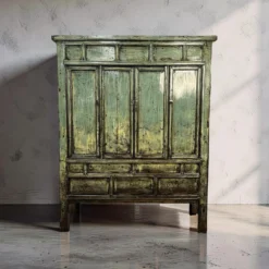 Wandkast blauw/groen lak uniek