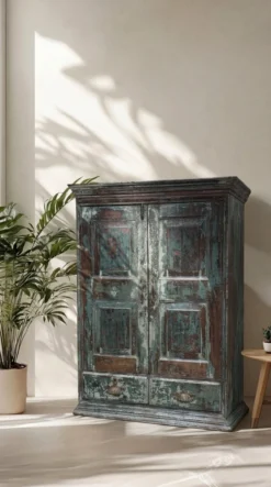 Wandkast 2 deur 2 la blauw finish uniek