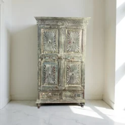 Wandkast 2 deur 2 la blauw uniek