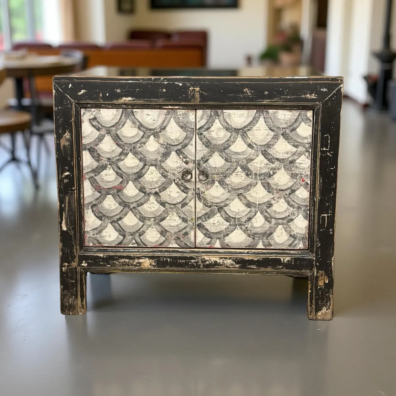 Wandkast 2deur zwart/wit schub uniek