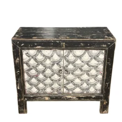 Wandkast 2deur zwart/wit schub uniek