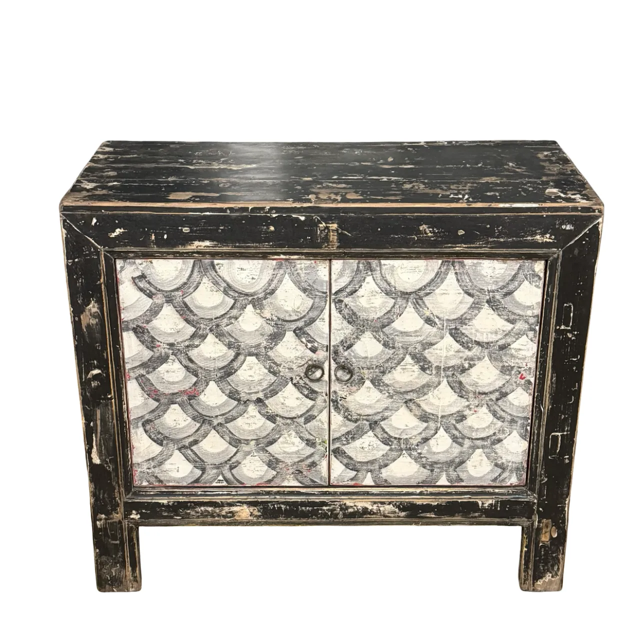 Wandkast 2deur zwart/wit schub uniek