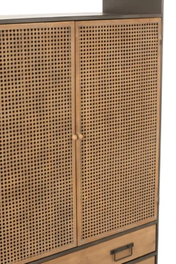Wandkast metaal/hout Zwart/Naturel