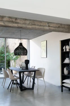 Wandkast Molly exotisch hout/rotan zwart