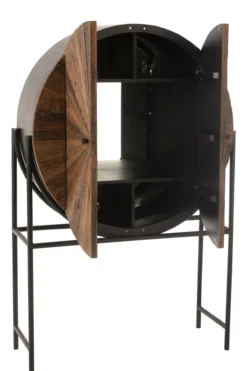 Wandkast Shanil Rond bruin/zwart