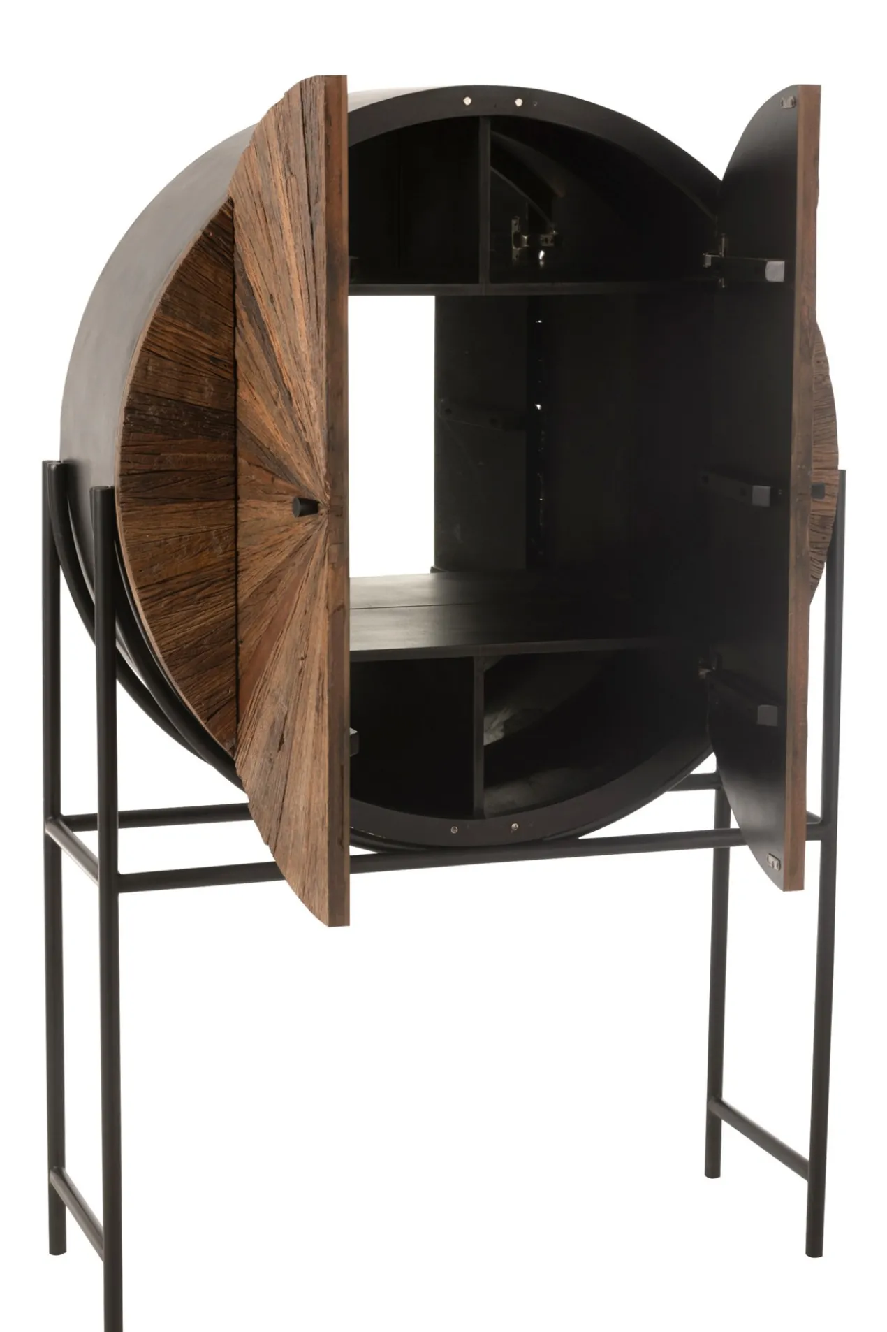 Wandkast Shanil Rond bruin/zwart