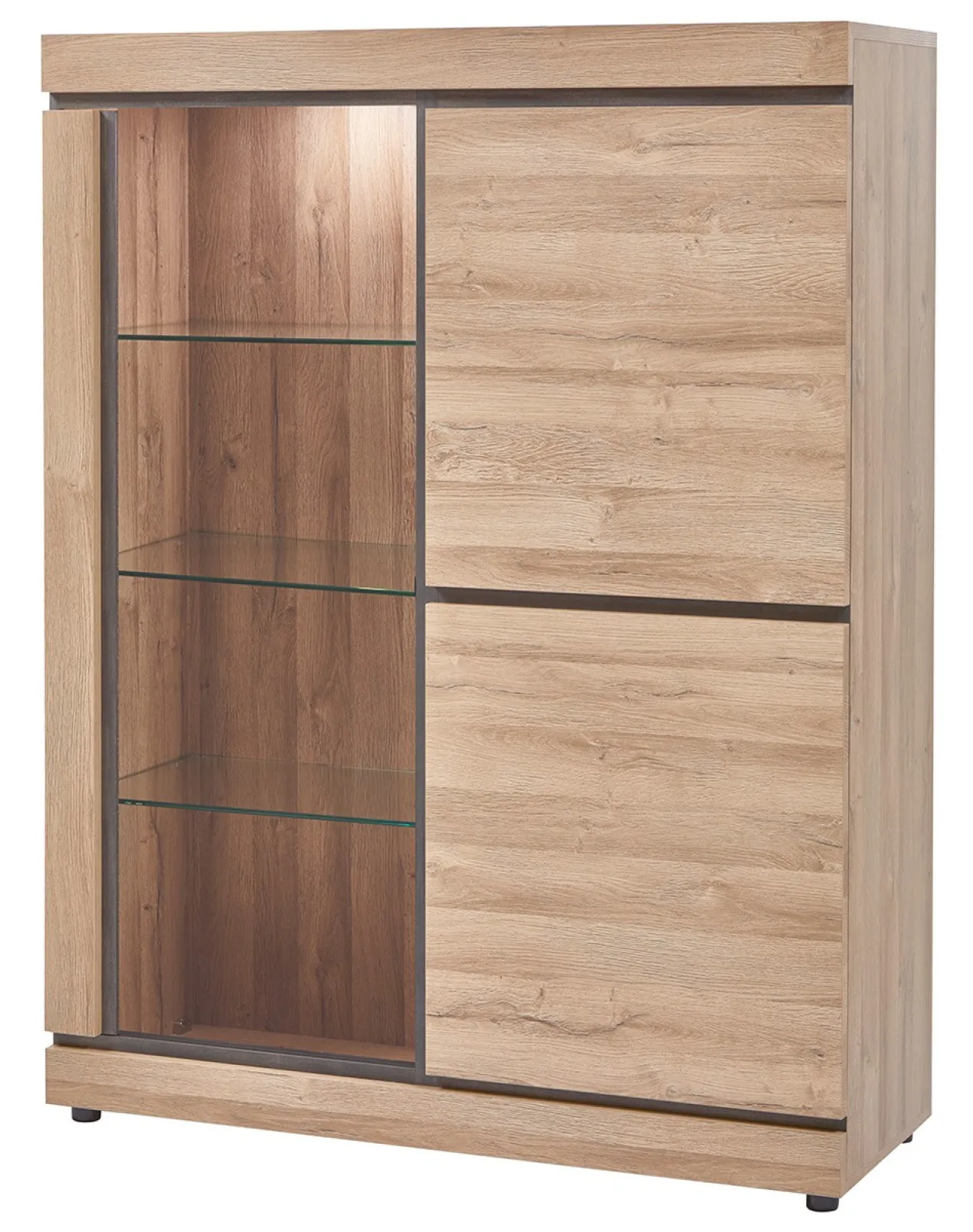 Wandkast Talenso - Met vitrine en verlichting 130 x 171 x 59 cm