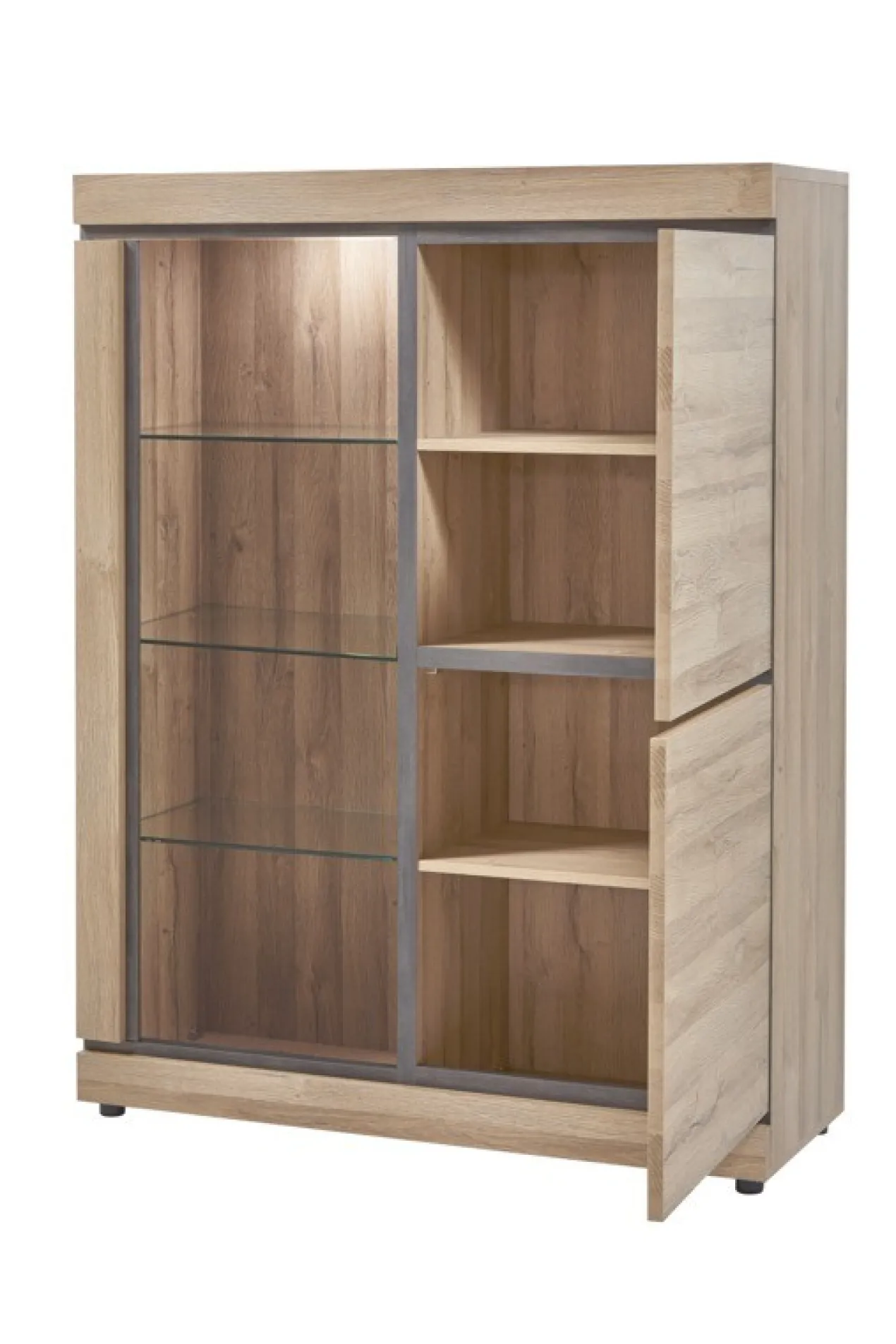 Wandkast Talenso - Met vitrine en verlichting 130 x 171 x 59 cm
