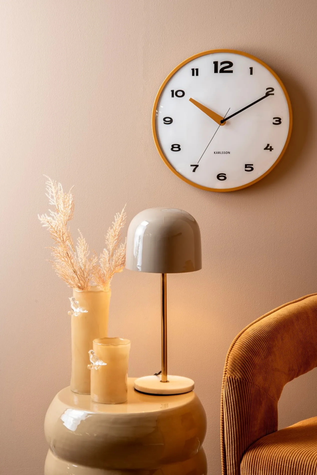 Wandklok Brisk Dome - Okerrood