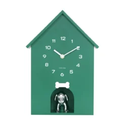 Wandklok Dog House Retro groen