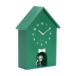 Wandklok Dog House Retro groen