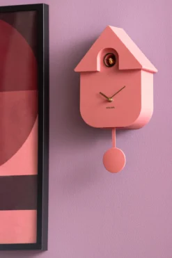 Wandklok Modern Cuckoo Oro Roze bruin