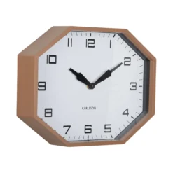 Wandklok Modern Factory Octagon Mokkabruin
