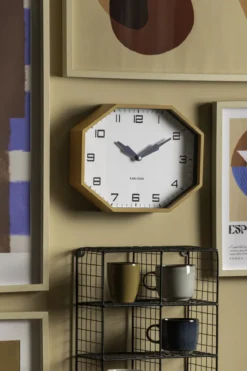 Wandklok Modern Factory Octagon Oker geel