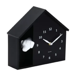Wandklok Peeking Doggy Zwart
