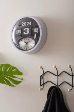 Wandklok Round Flip - Wit