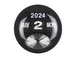 Wandklok Round Flip - Zwart