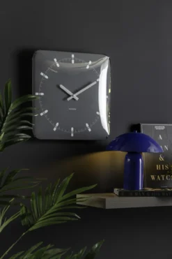 Wandklok Sucinto Dome Square Lichtgrijs