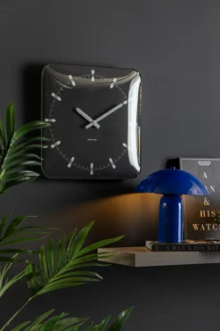 Wandklok Sucinto Dome Square Zwart