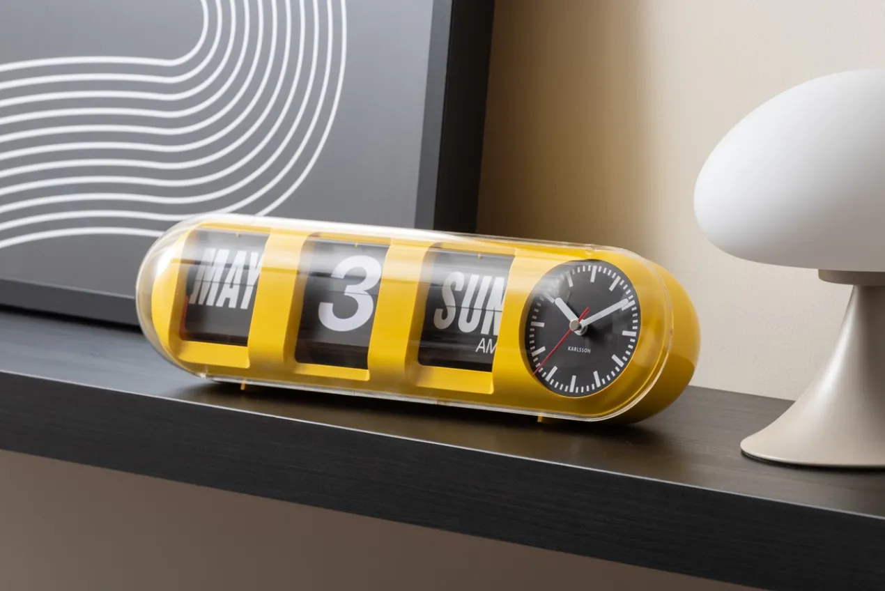 Wandklok Tube Flip - Zilver