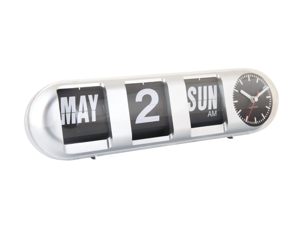 Wandklok Tube Flip - Zilver