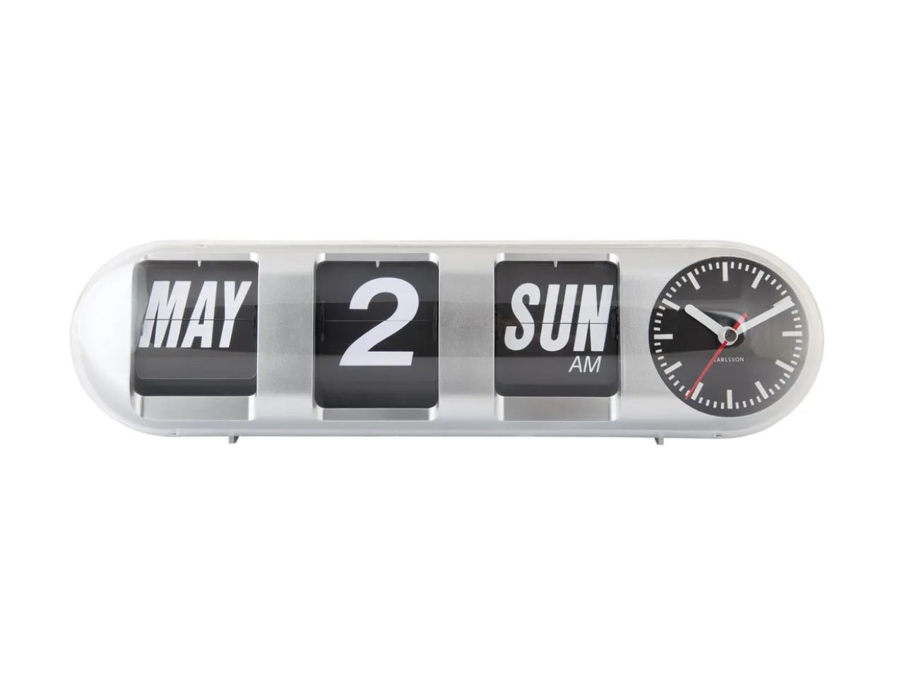 Wandklok Tube Flip - Zilver
