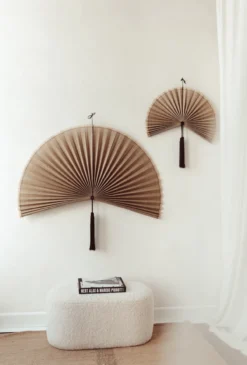 Wandornament Bamboe waaier bruin M