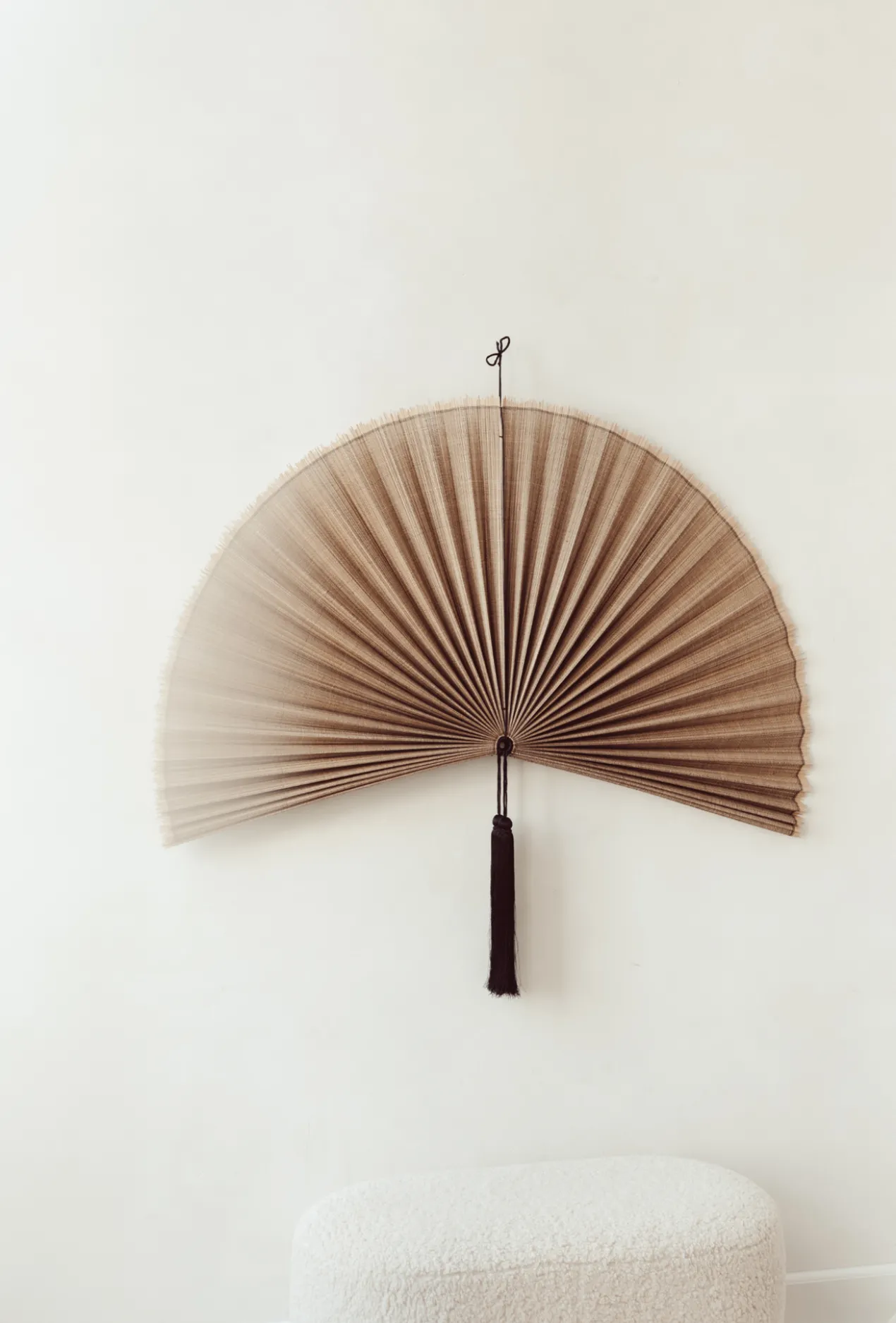 Wandornament Bamboe waaier bruin XL